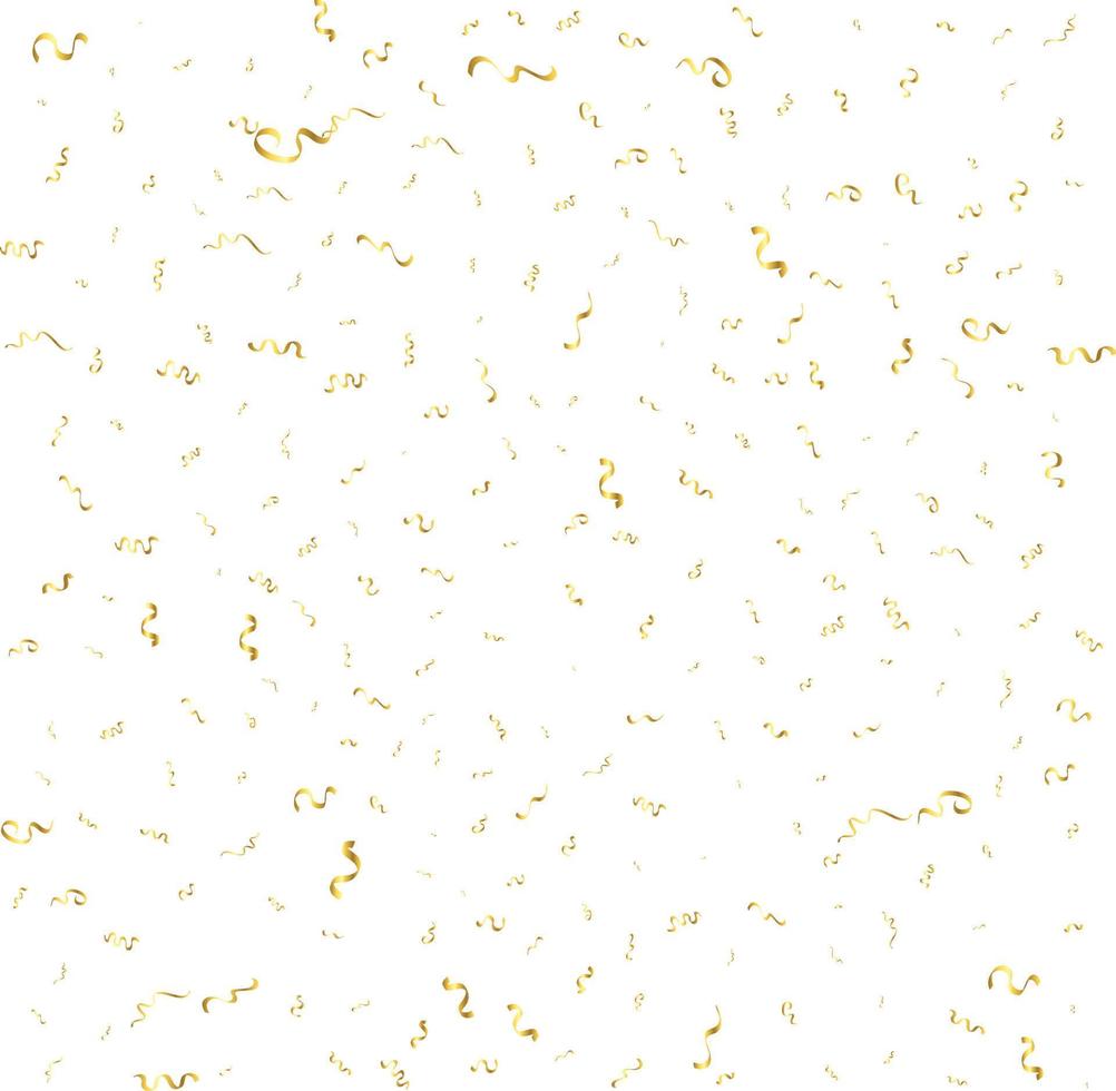 Golden Confetti And Streamer Ribbon Falling On Transparent Background. Vector