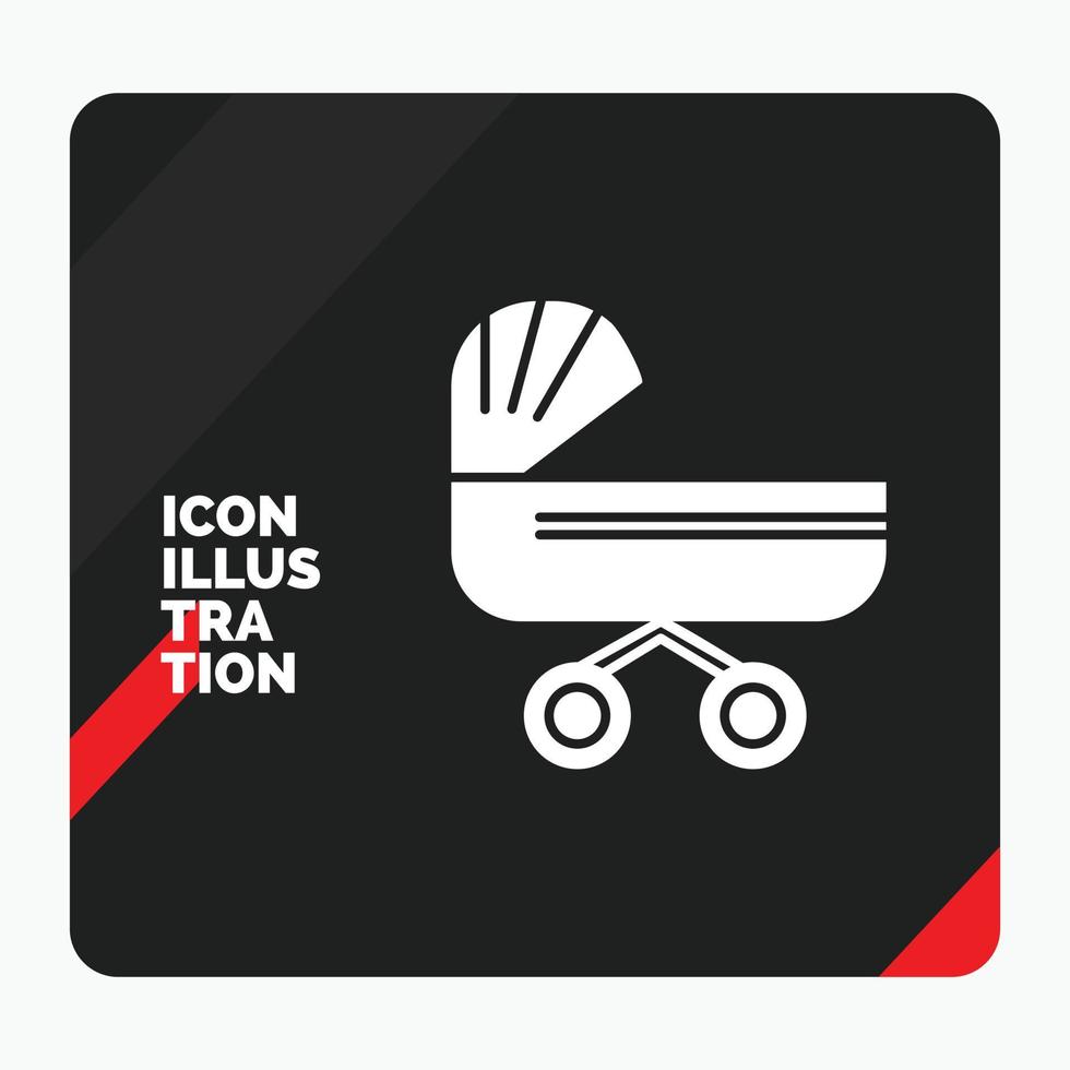 Red and Black Creative presentation Background for trolly. baby. kids. push. stroller Glyph Icon vector