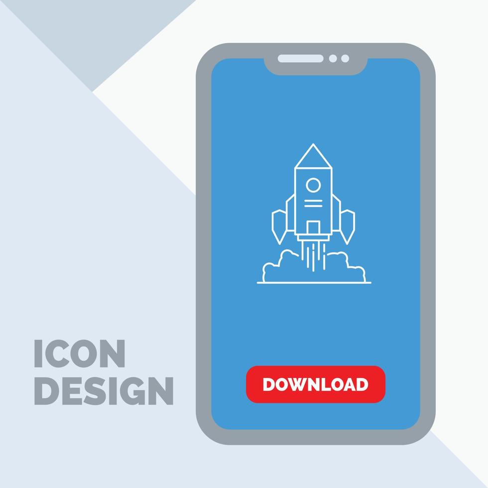 Rocket. spaceship. startup. launch. Game Line Icon in Mobile for Download Page vector