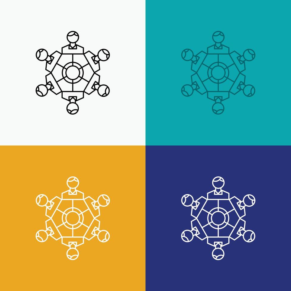 Cooperation. friends. game. games. playing Icon Over Various Background. Line style design. designed for web and app. Eps 10 vector illustration