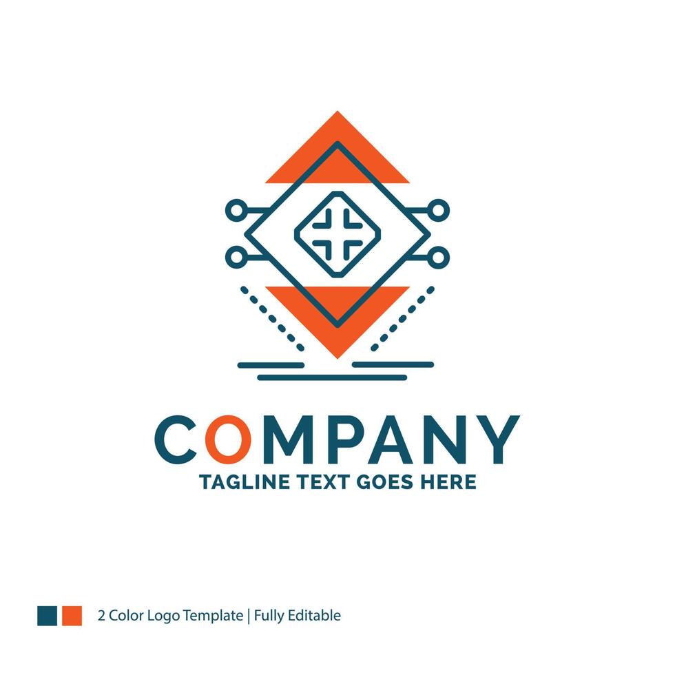 Computing. data. infrastructure. science. structure Logo Design. Blue and Orange Brand Name Design. Place for Tagline. Business Logo template. vector