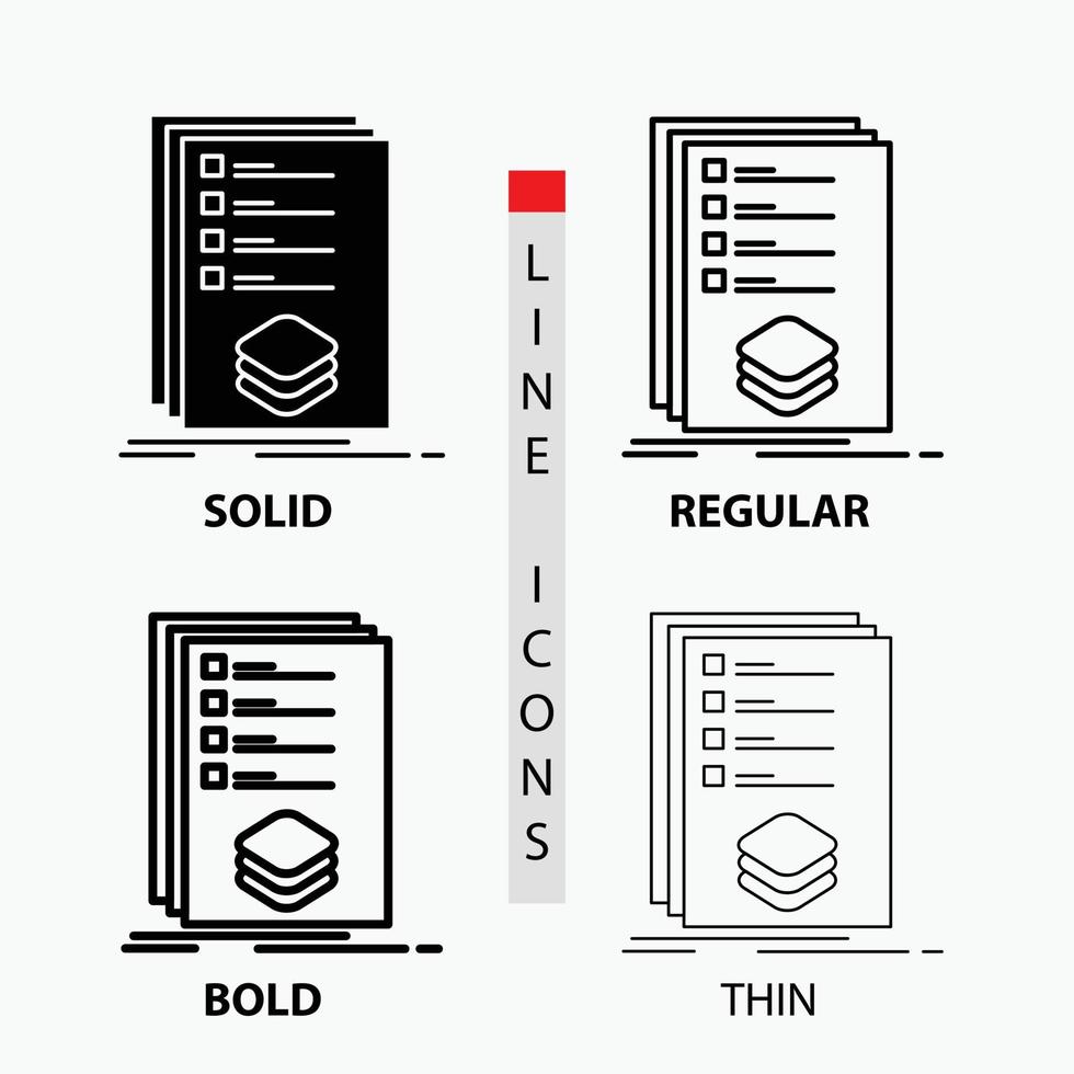 Categories. check. list. listing. mark Icon in Thin. Regular. Bold Line and Glyph Style. Vector illustration