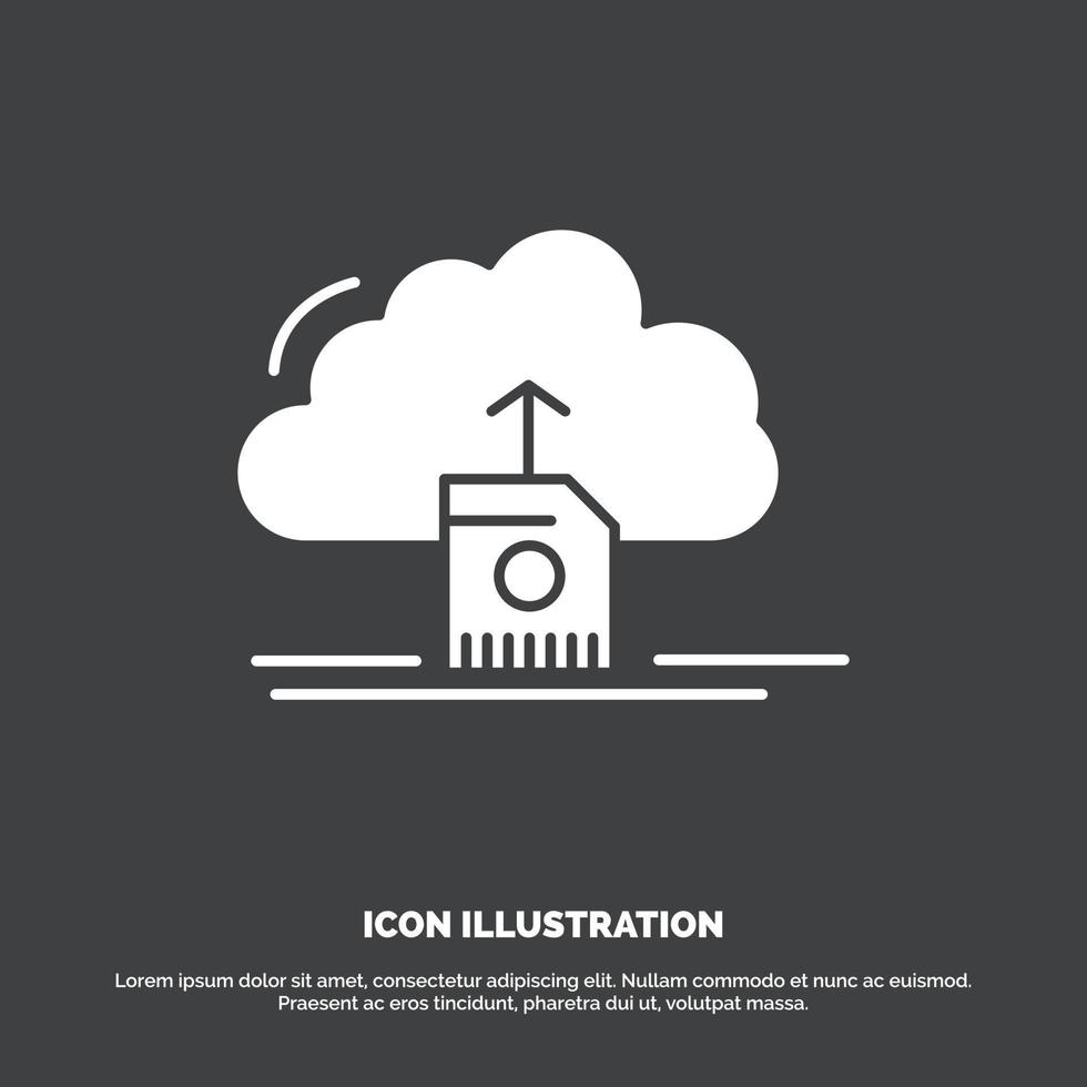 cloud. upload. save. data. computing Icon. glyph vector symbol for UI and UX. website or mobile application