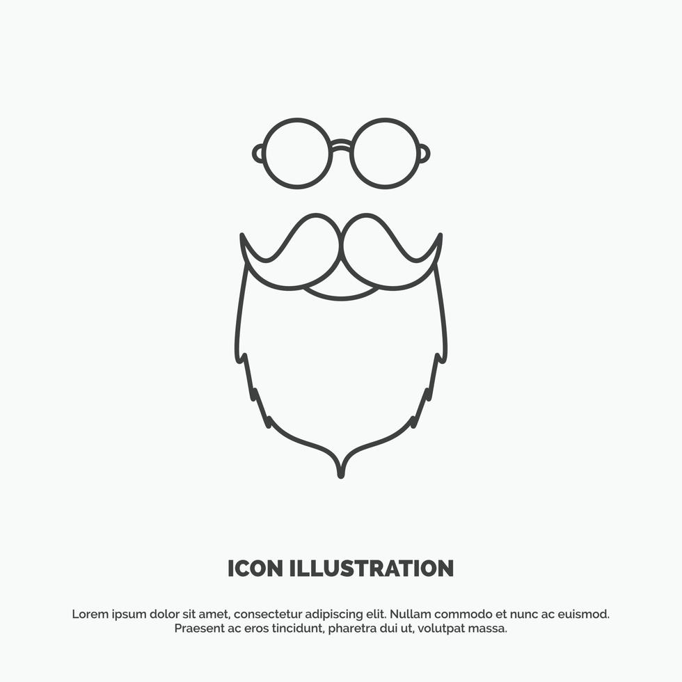 moustache. Hipster. movember. beared. men Icon. Line vector gray symbol for UI and UX. website or mobile application