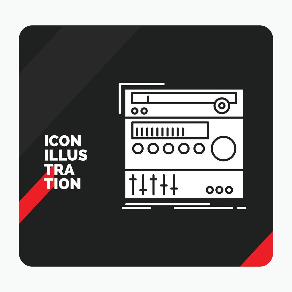 Red and Black Creative presentation Background for rack. component. module. sound. studio Glyph Icon vector
