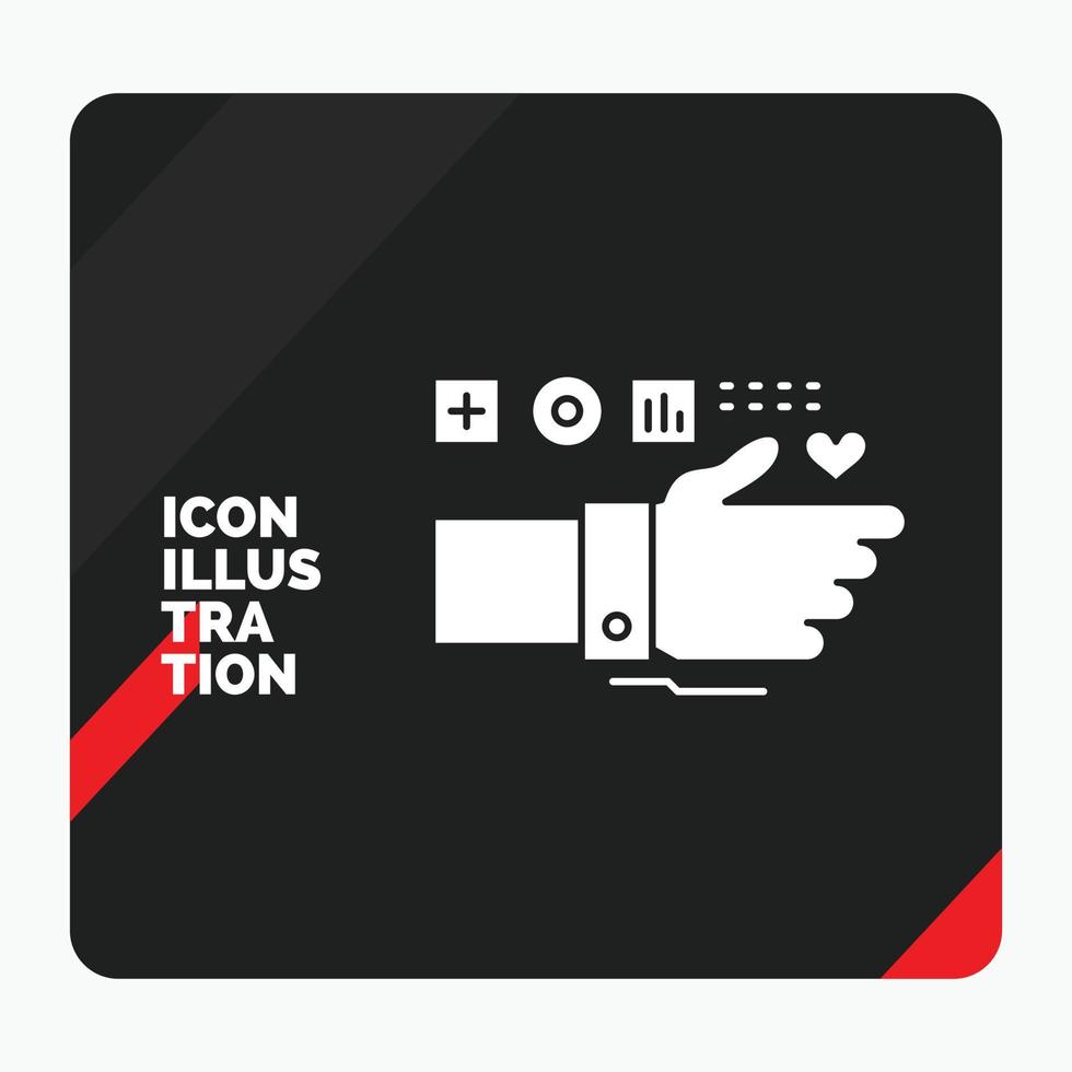 Red and Black Creative presentation Background for Monitoring. Technology. Fitness. Heart. Pulse Glyph Icon vector