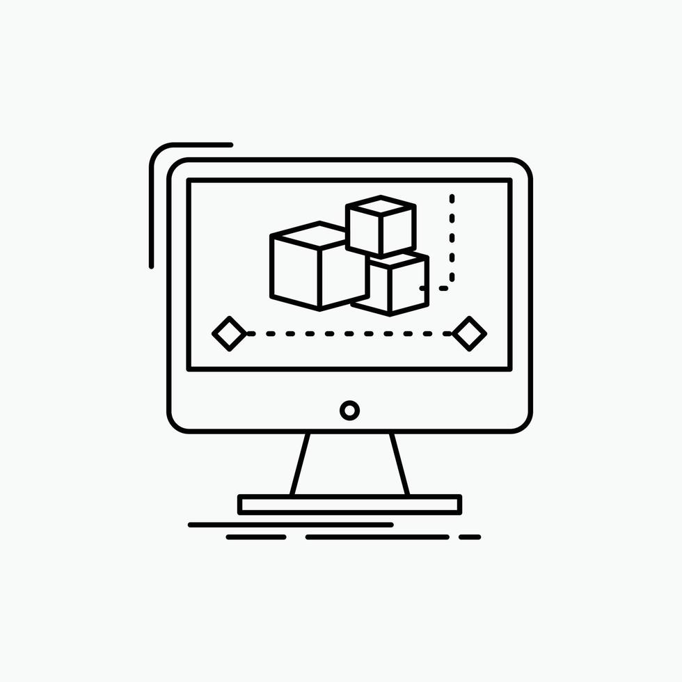 Animation. computer. editor. monitor. software Line Icon. Vector isolated illustration