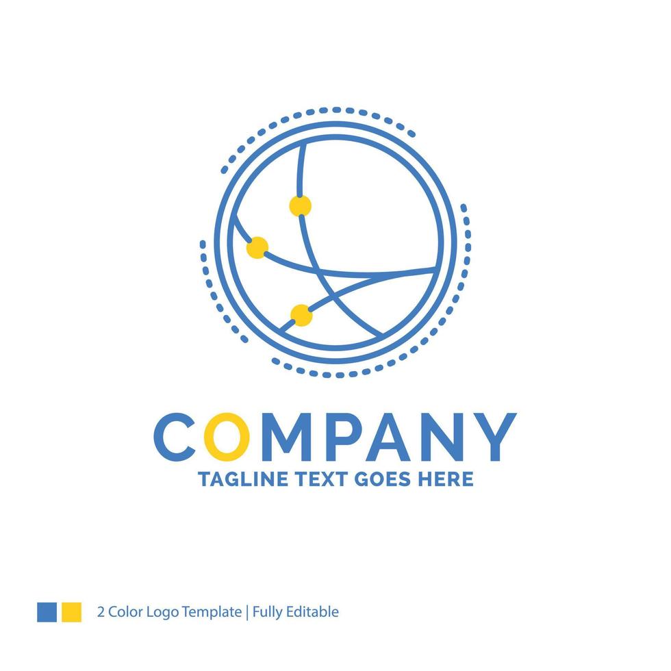 worldwide. communication. connection. internet. network Blue Yellow Business Logo template. Creative Design Template Place for Tagline. vector