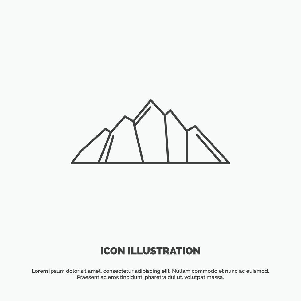 Cerro. paisaje. naturaleza. montaña. icono de escena. símbolo gris vectorial de línea para ui y ux. sitio web o aplicación móvil vector