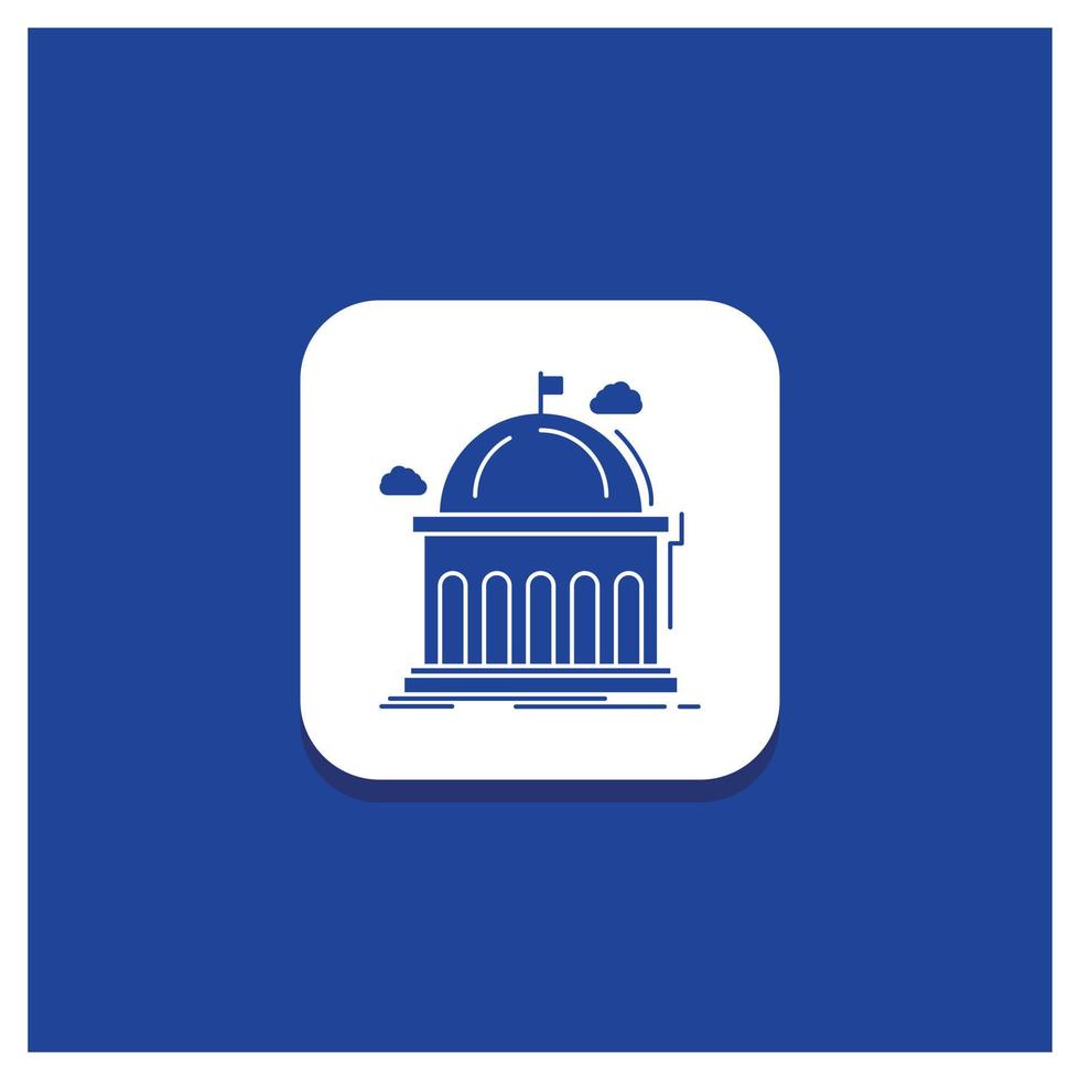 Blue Round Button for Library. school. education. learning. university Glyph icon vector