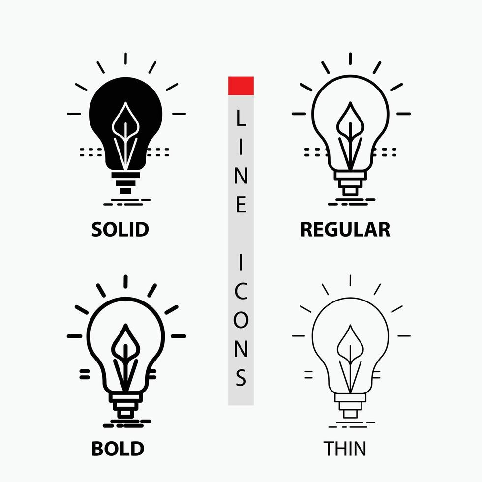 bulb. idea. electricity. energy. light Icon in Thin. Regular. Bold Line and Glyph Style. Vector illustration