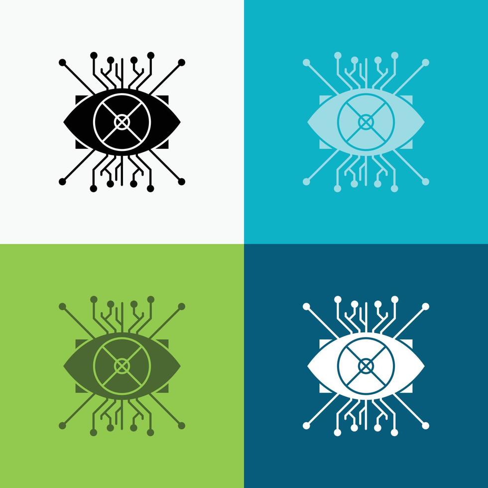 Ar. augmentation. cyber. eye. lens Icon Over Various Background. glyph style design. designed for web and app. Eps 10 vector illustration