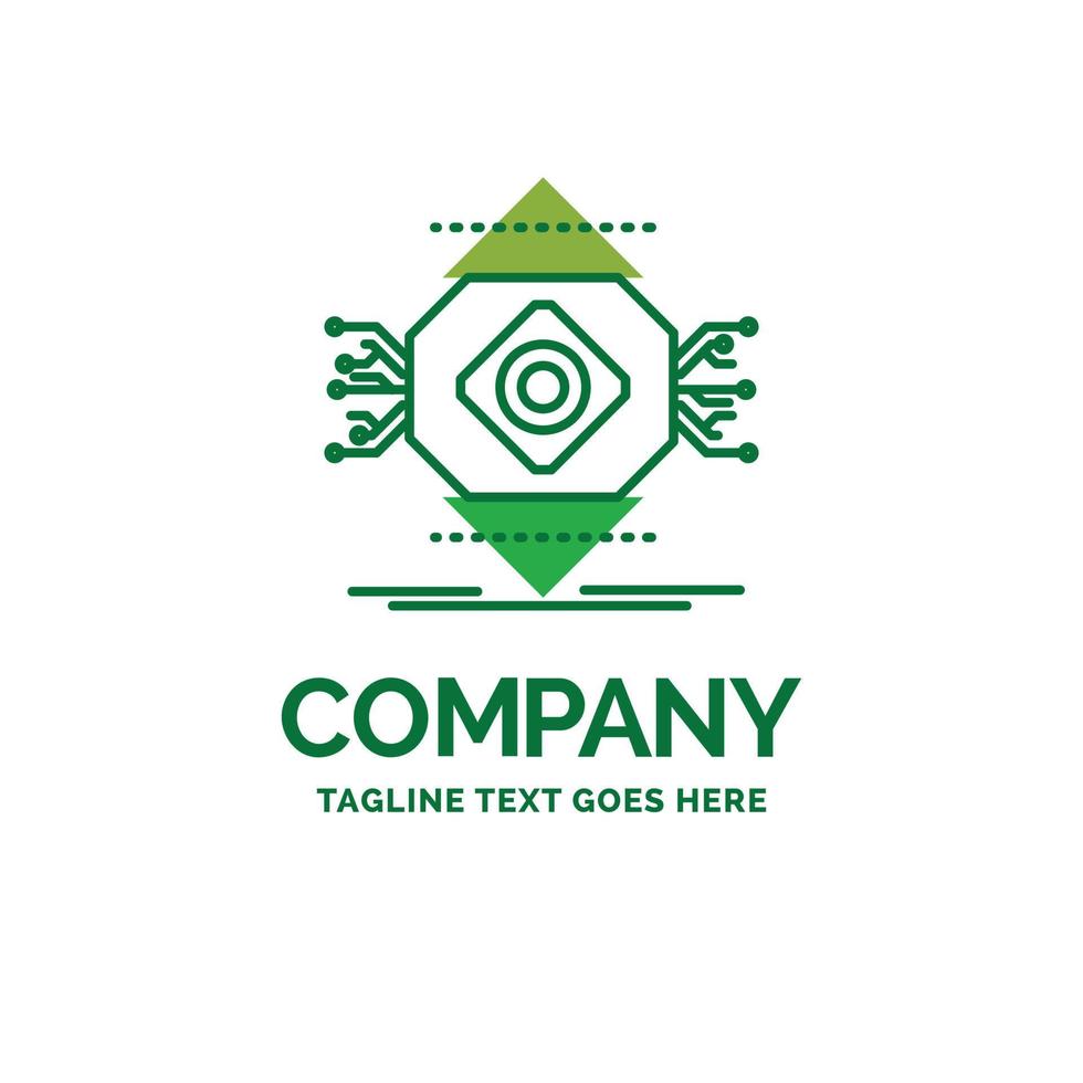 ubicomp. Computing. Ubiquitous. Computer. Concept Flat Business Logo template. Creative Green Brand Name Design. vector