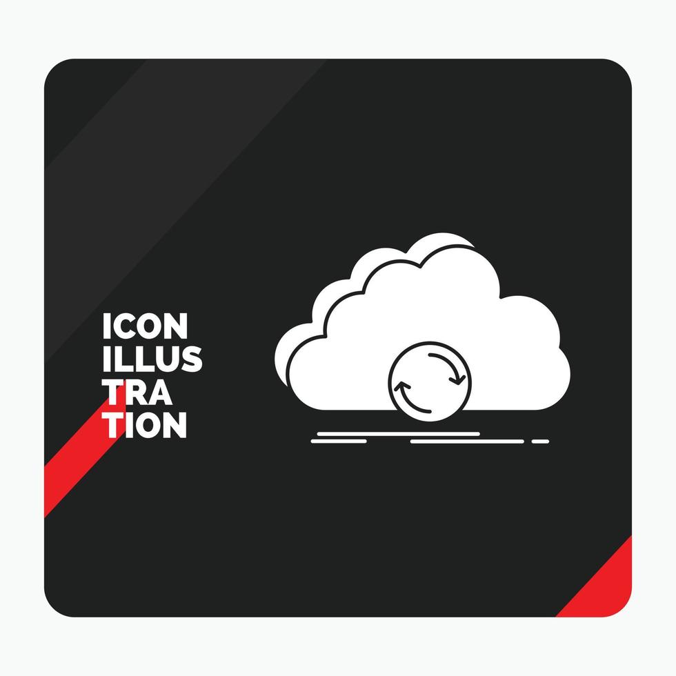 Red and Black Creative presentation Background for cloud. syncing. sync. data. synchronization Glyph Icon vector