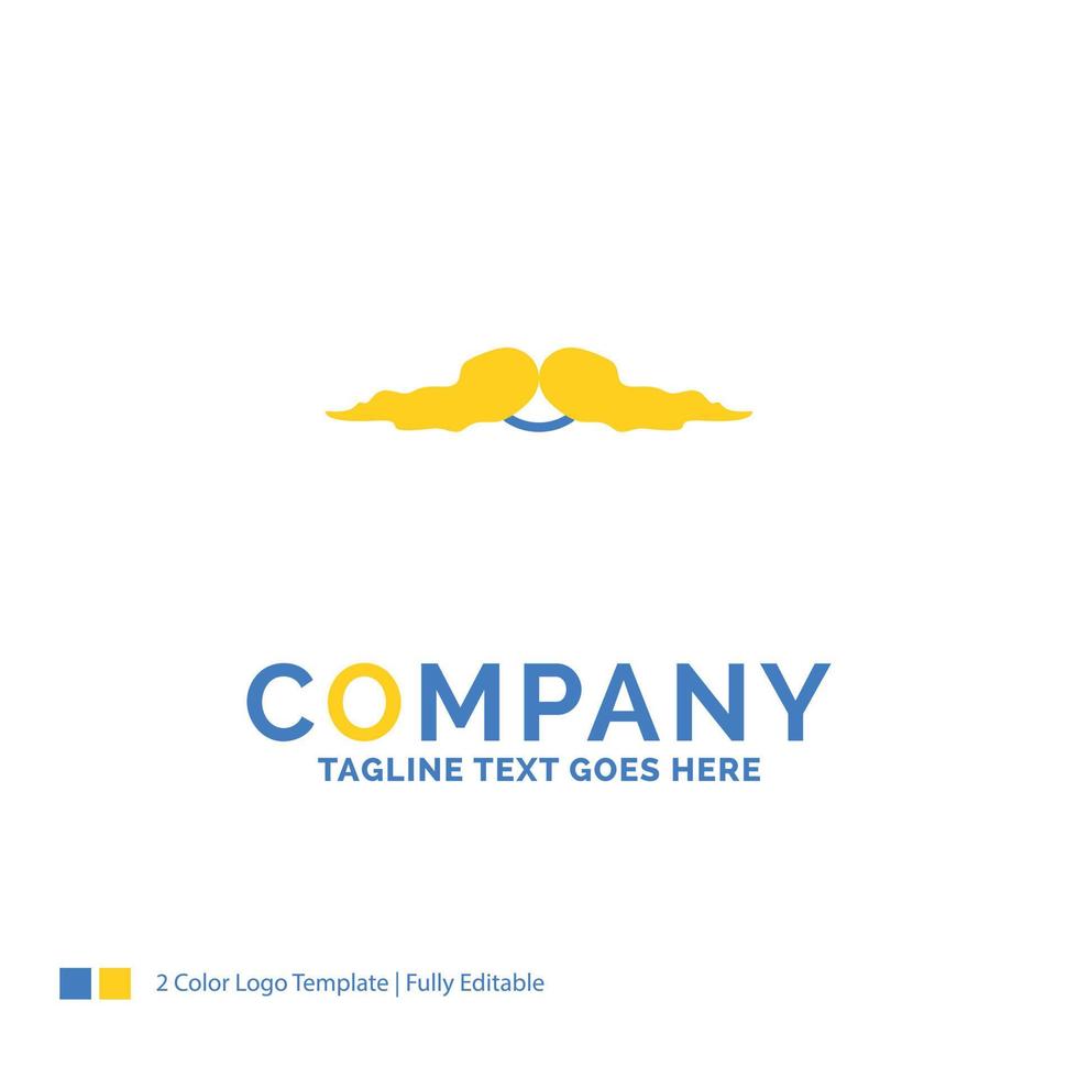 moustache. Hipster. movember. male. men Blue Yellow Business Logo template. Creative Design Template Place for Tagline. vector
