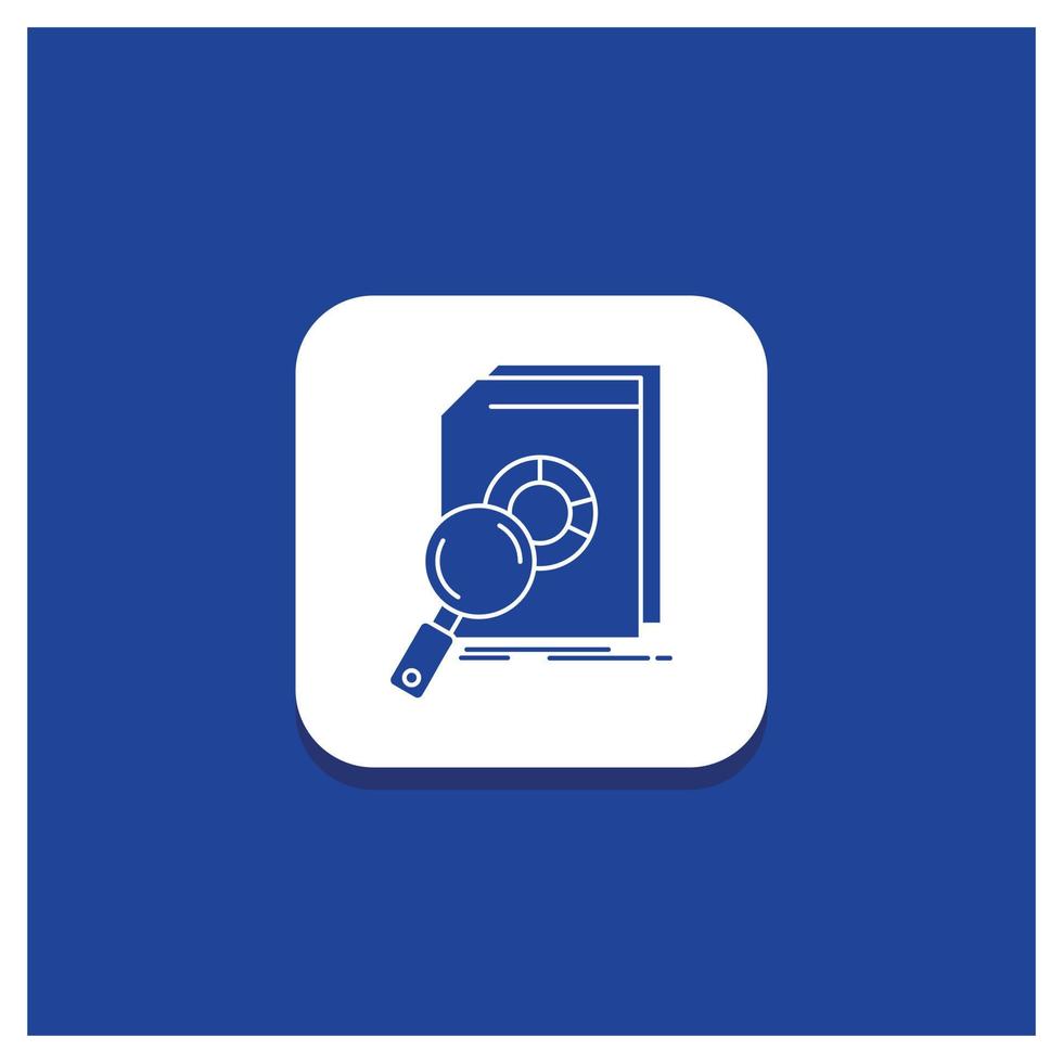 Blue Round Button for Analysis. data. financial. market. research Glyph icon vector