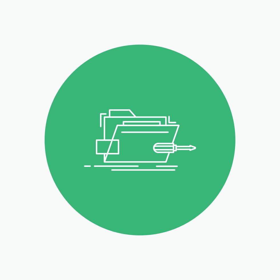Folder. repair. skrewdriver. tech. technical White Line Icon in Circle background. vector icon illustration