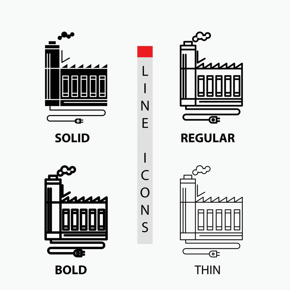 Consumption. resource. energy. factory. manufacturing Icon in Thin. Regular. Bold Line and Glyph Style. Vector illustration