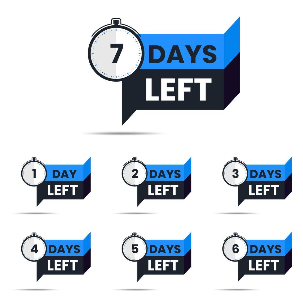 1 to 7 days left banner vector
