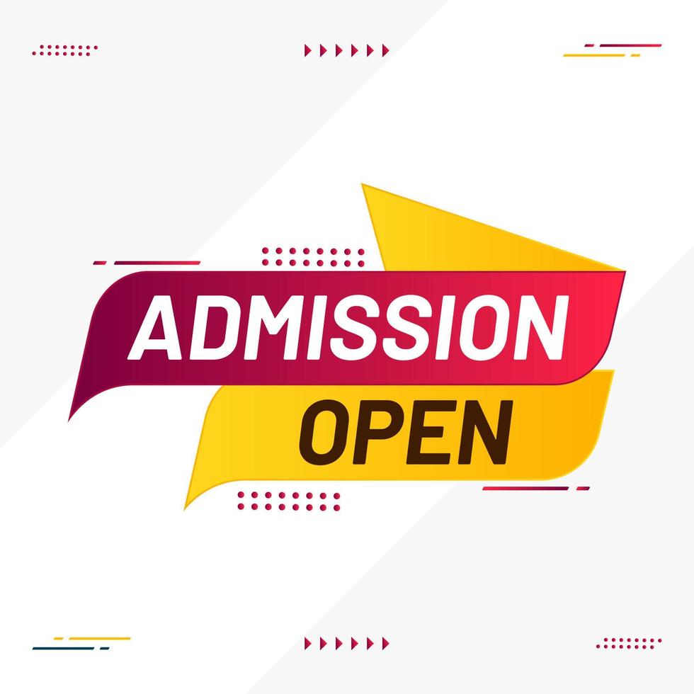 red yellow admission open banner vector