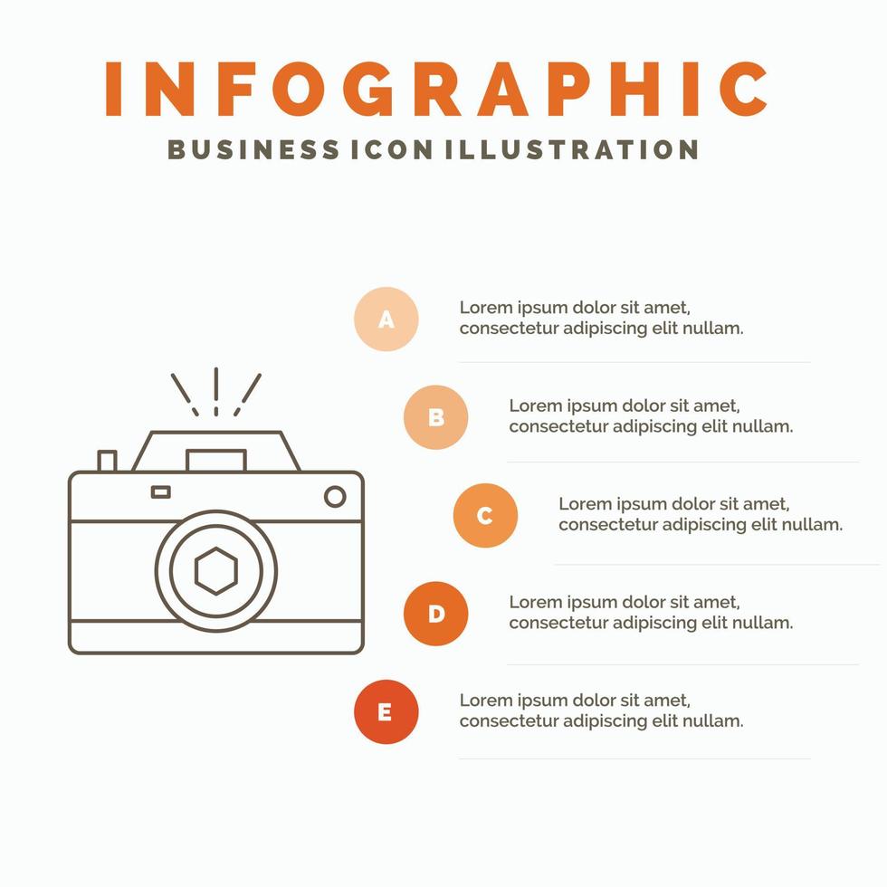 Camera. photography. capture. photo. aperture Infographics Template for Website and Presentation. Line Gray icon with Orange infographic style vector illustration