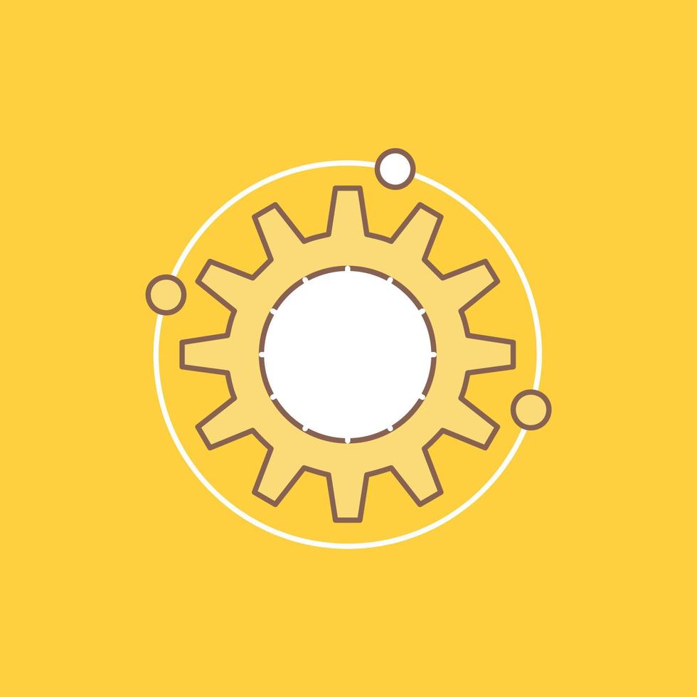 eficiencia. administración. Procesando. productividad. icono lleno de línea plana del proyecto. hermoso botón de logotipo sobre fondo amarillo para ui y ux. sitio web o aplicación móvil vector