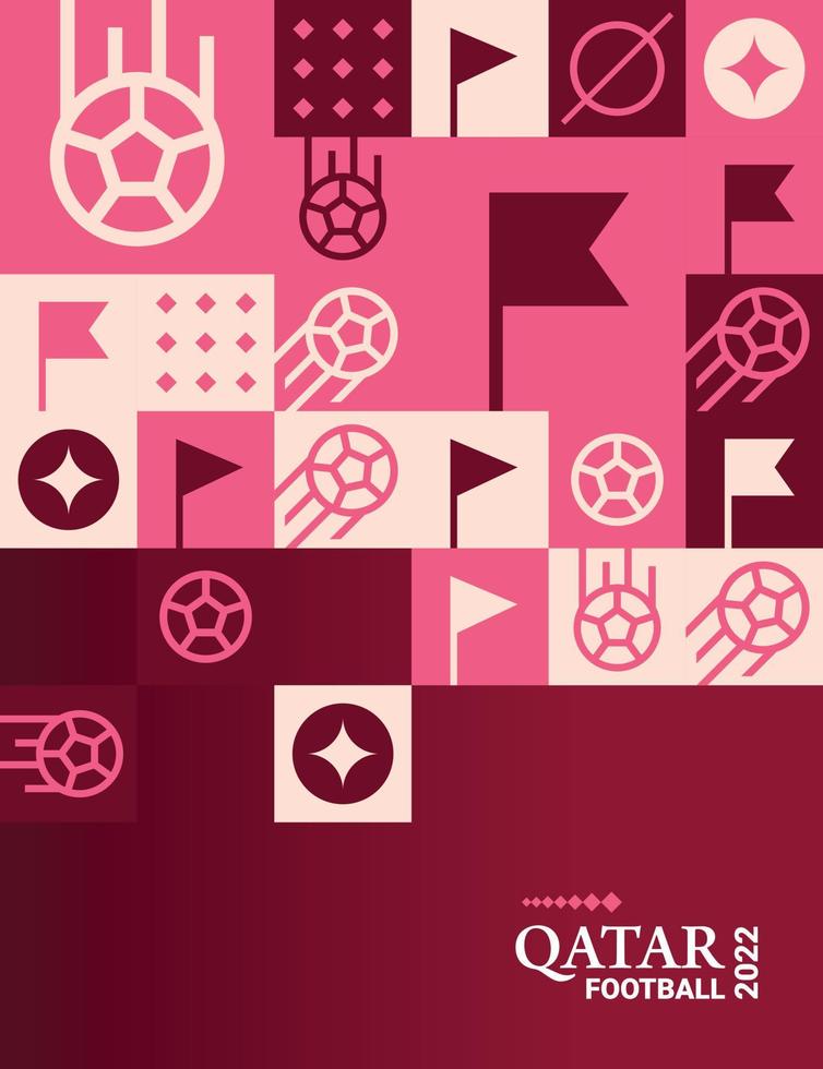 póster geométrico fútbol doha qatar 2022 creativo. Fondo de plantilla de volante web de fútbol vector