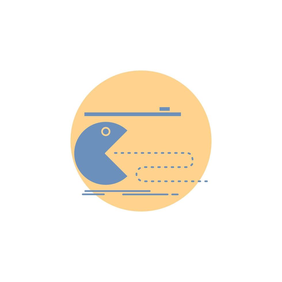 Character. computer. game. gaming. pacman Glyph Icon. vector