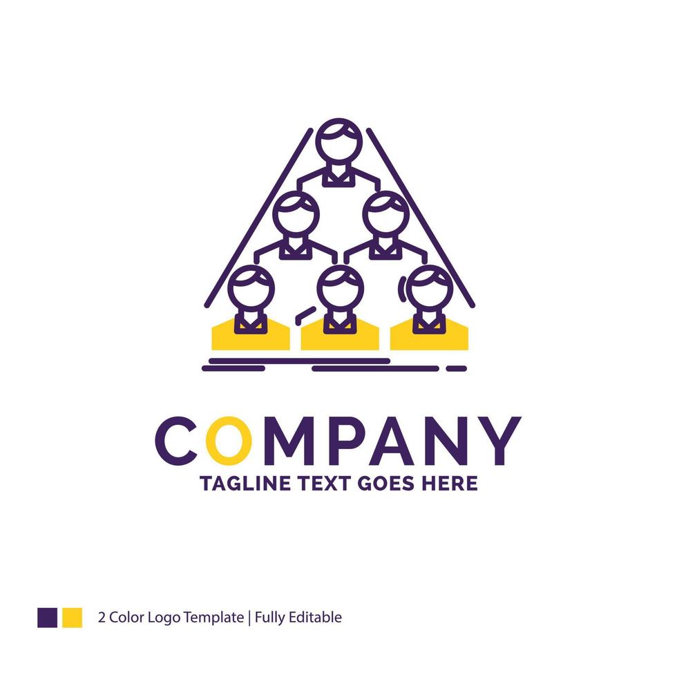 Company Name Logo Design For team. build. structure. business. meeting. Purple and yellow Brand Name Design with place for Tagline. Creative Logo template for Small and Large Business. vector