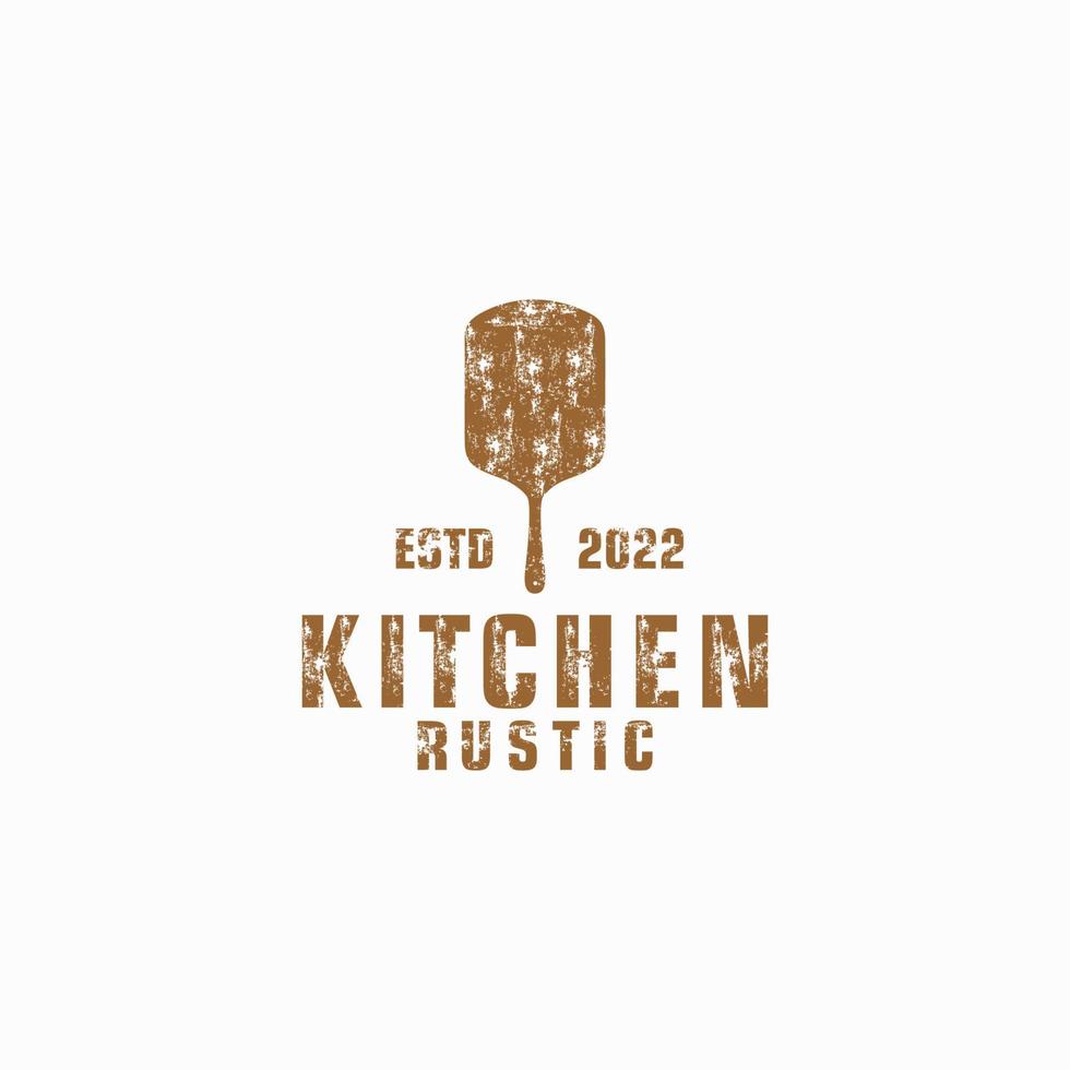 logotipo vintage de cocina rústica con diseño vectorial de tabla de cortar vector