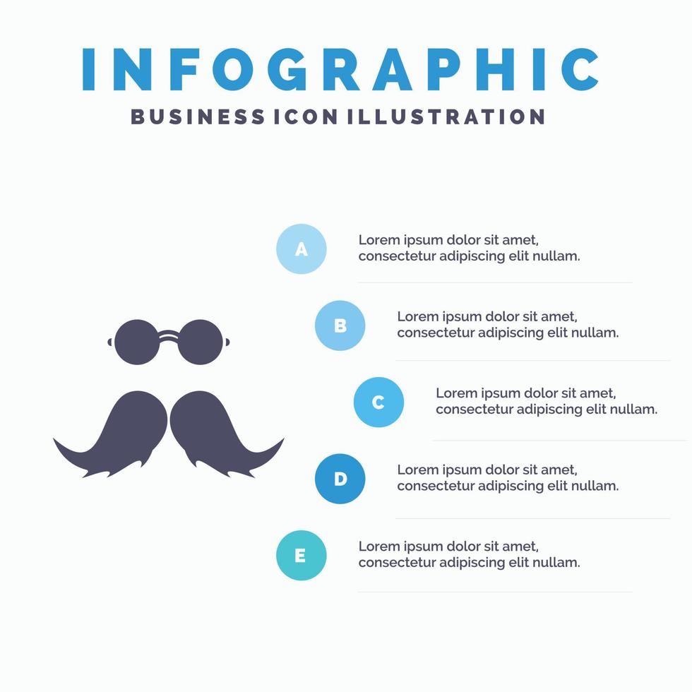 bigote. inconformista. movimiento masculino. plantilla de infografía de hombres para sitio web y presentación. icono de glifo gris con ilustración de vector de estilo infográfico azul.