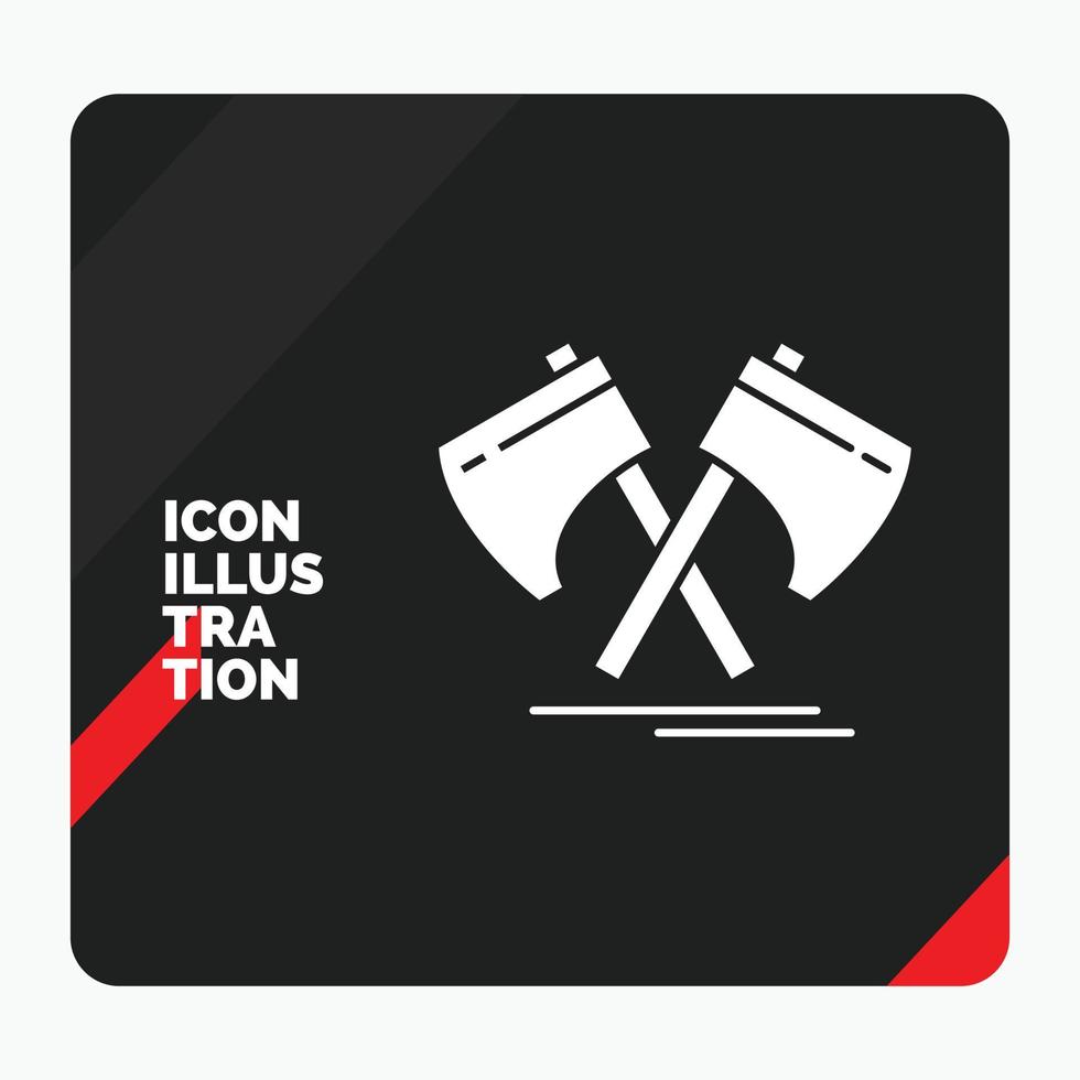 Red and Black Creative presentation Background for Axe. hatchet. tool. cutter. viking Glyph Icon vector