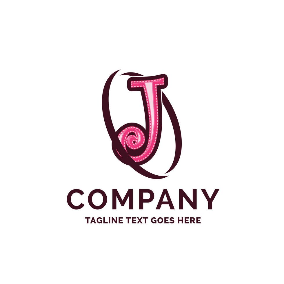 J Company Name Design Pink Beautity Logo Design. Logo Template. Brand Name template Place for Tagline. Creative Logo Design vector