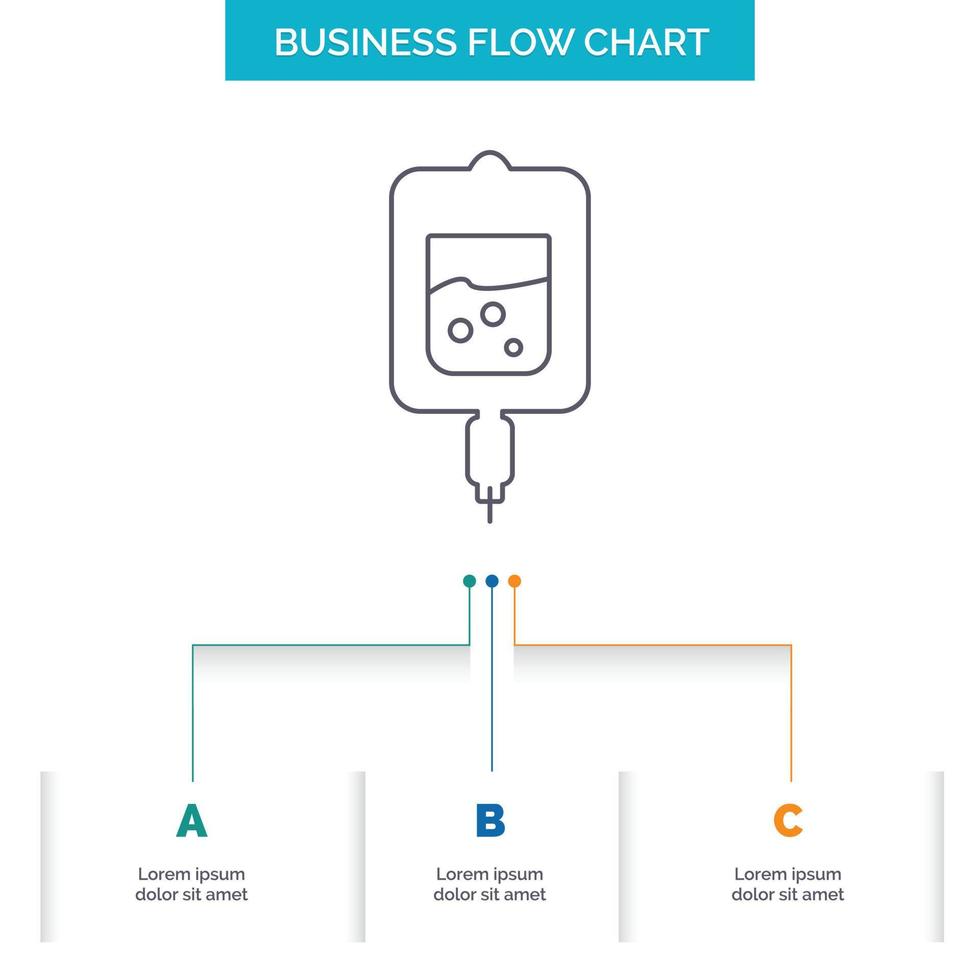 blood. test. sugar test. samples Business Flow Chart Design with 3 Steps. Line Icon For Presentation Background Template Place for text vector