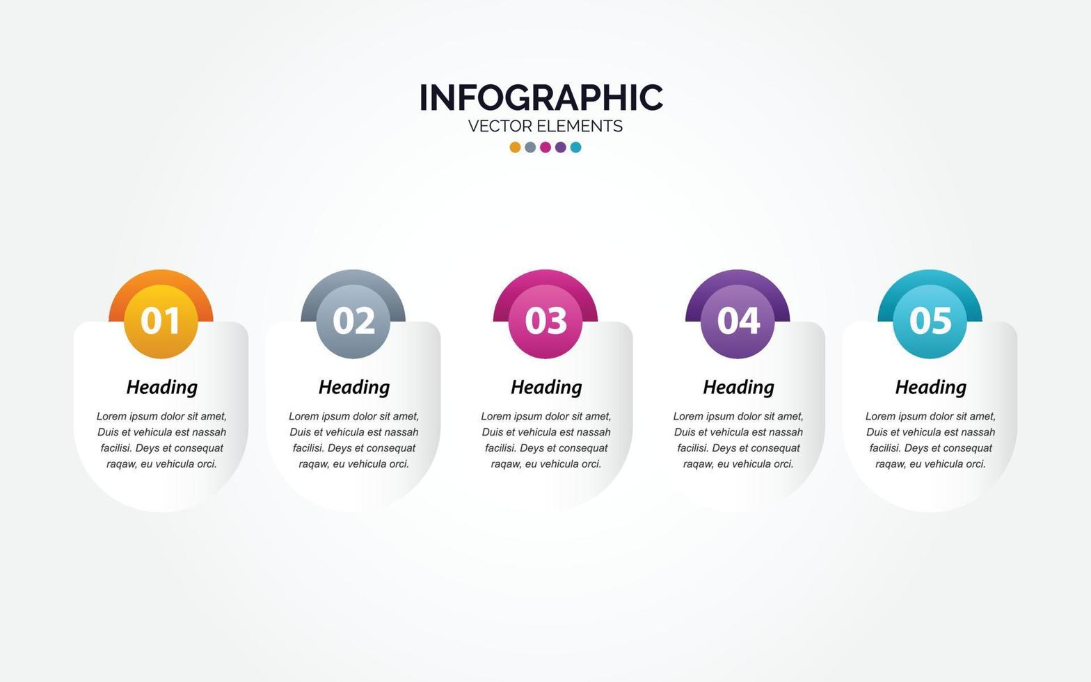 plantilla de gráfico de línea de tiempo de negocios infografía horizontal 5 pasos ilustración vectorial vector