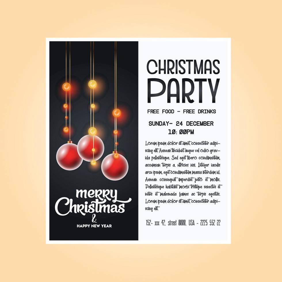 Vintage christmas party flyer template vector