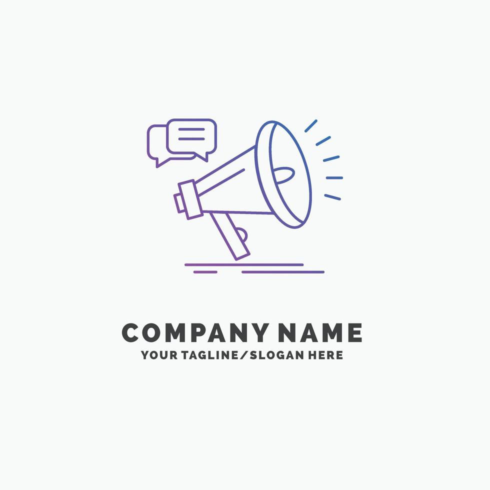 marketing. megaphone. announcement. promo. promotion Purple Business Logo Template. Place for Tagline vector