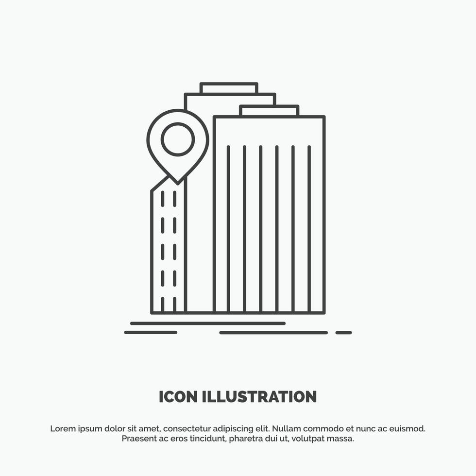 banco. bancario. edificio. federal. icono del gobierno. símbolo gris vectorial de línea para ui y ux. sitio web o aplicación móvil vector