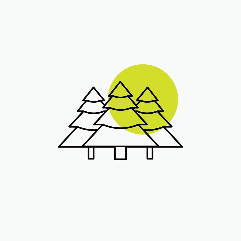 forest. camping. jungle. tree. pines Line Icon vector