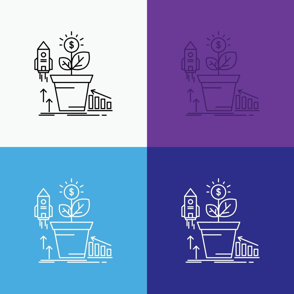 Finance. financial. growth. money. profit Icon Over Various Background. Line style design. designed for web and app. Eps 10 vector illustration