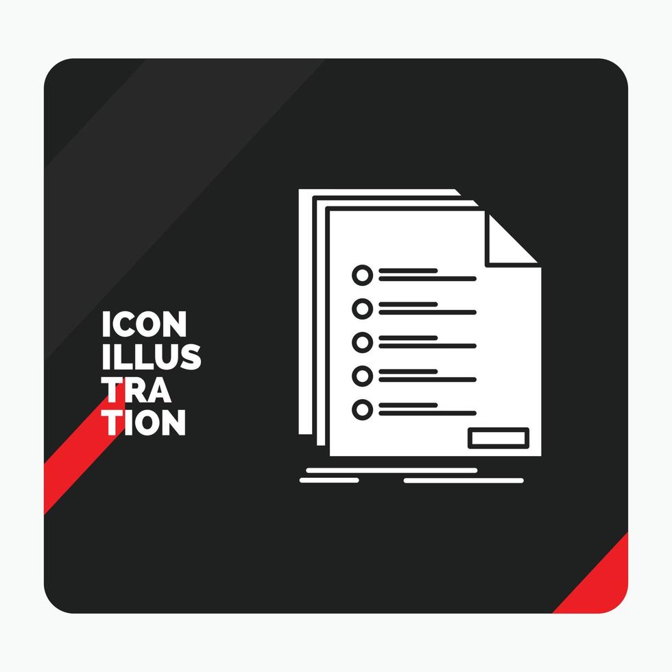 Red and Black Creative presentation Background for Check. filing. list. listing. registration Glyph Icon vector