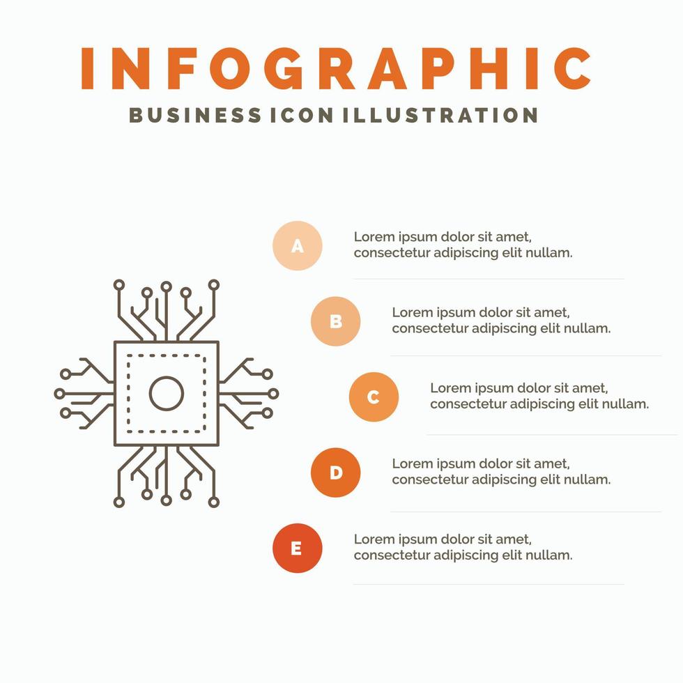 Chip. cpu. microchip. processor. technology Infographics Template for Website and Presentation. Line Gray icon with Orange infographic style vector illustration