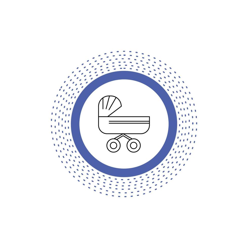 trolly. baby. kids. push. stroller Line Icon. Vector isolated illustration