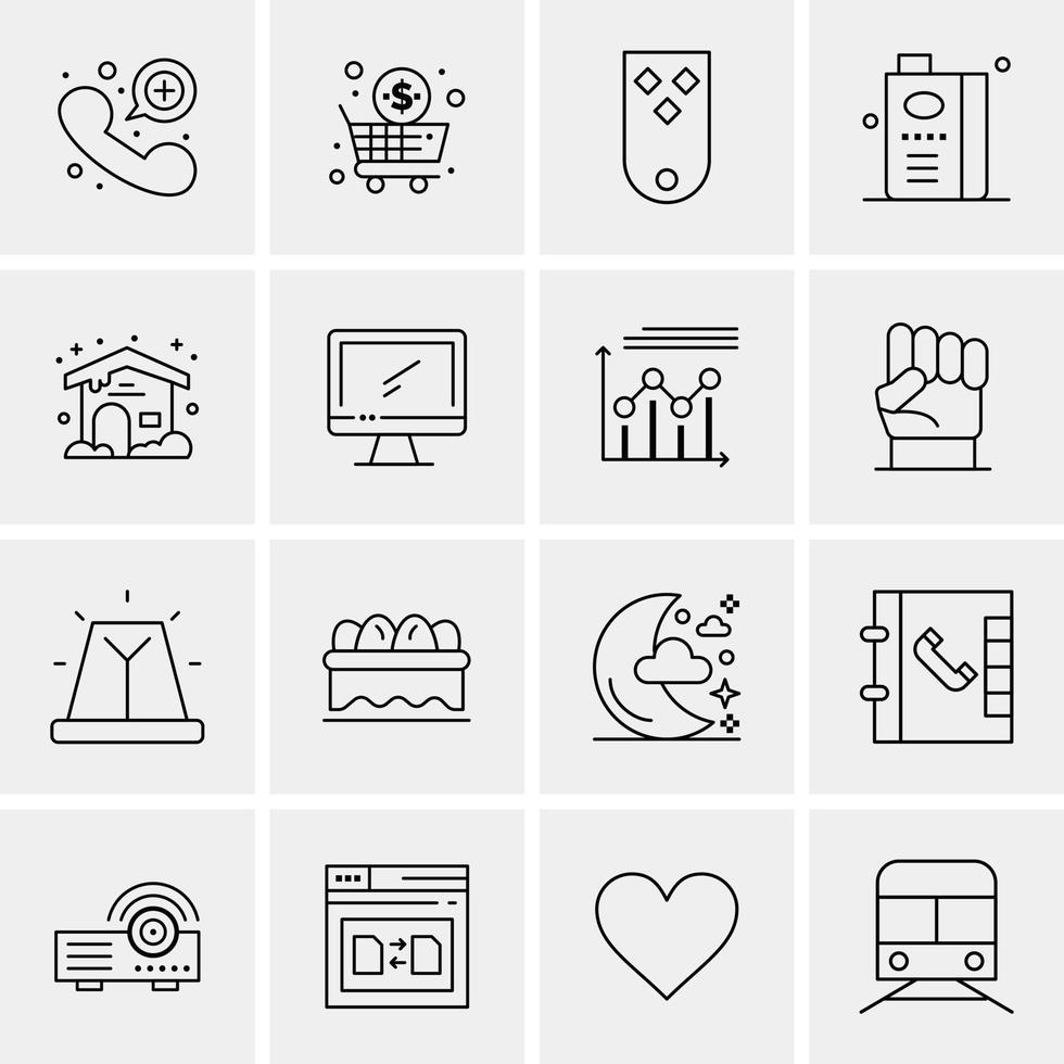 16 iconos universales de negocios vector ilustración de icono creativo para usar en proyectos relacionados con la web y dispositivos móviles