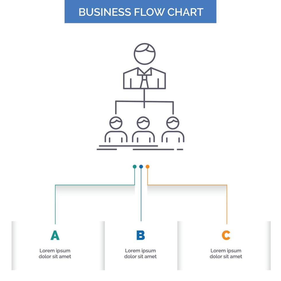 team. teamwork. organization. group. company Business Flow Chart Design with 3 Steps. Line Icon For Presentation Background Template Place for text vector