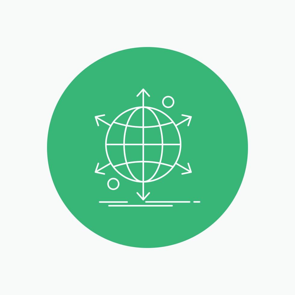 business. international. net. network. web White Line Icon in Circle background. vector icon illustration