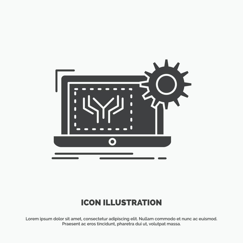 Blueprint. circuit. electronics. engineering. hardware Icon. glyph vector gray symbol for UI and UX. website or mobile application