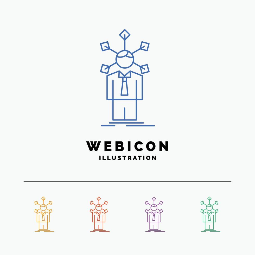 development. human. network. personality. self 5 Color Line Web Icon Template isolated on white. Vector illustration