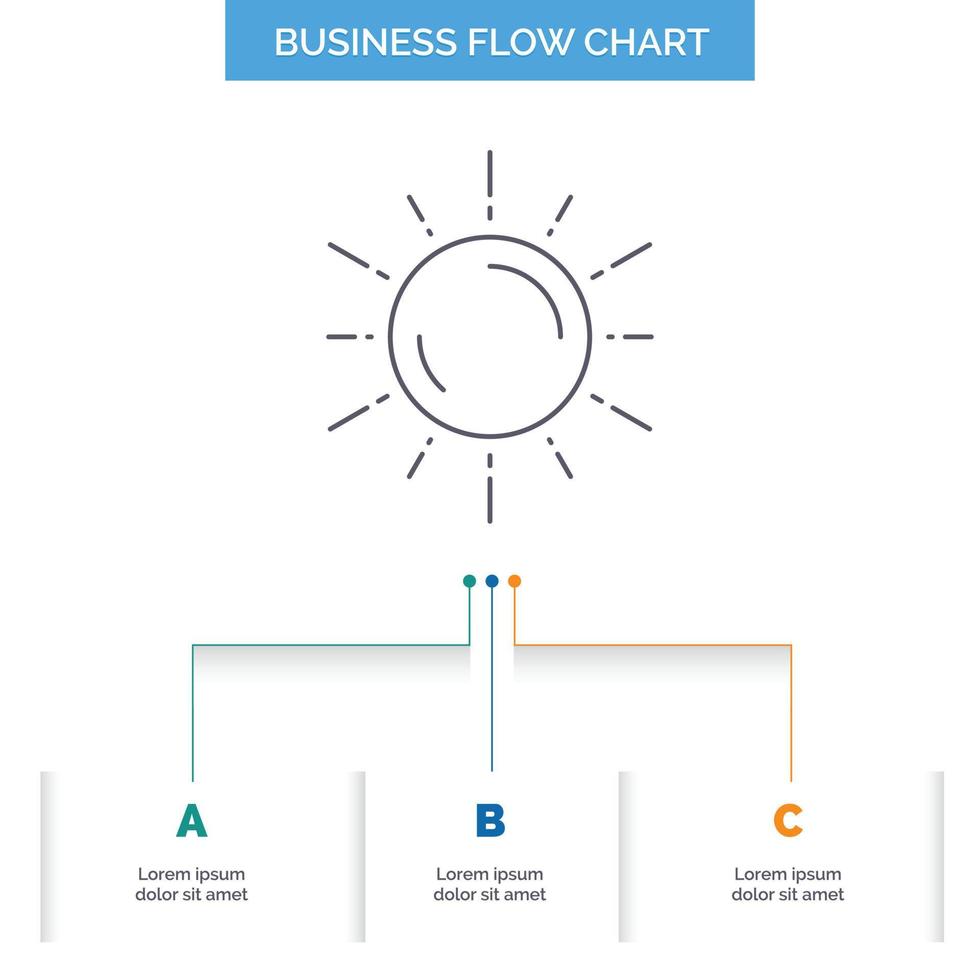 sun. space. planet. astronomy. weather Business Flow Chart Design with 3 Steps. Line Icon For Presentation Background Template Place for text vector