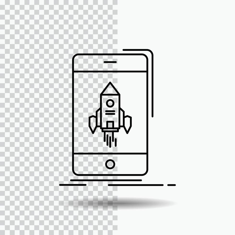 game. gaming. start. mobile. phone Line Icon on Transparent Background. Black Icon Vector Illustration